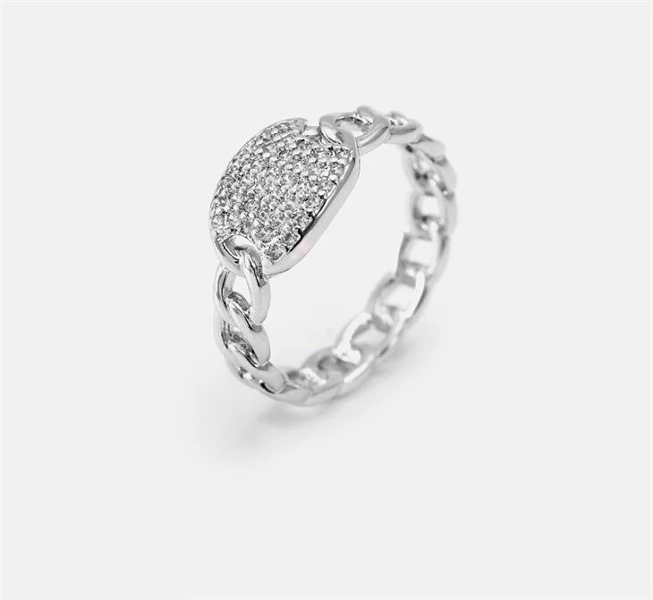 KDR103277 Silver Tone Cuban Chain Fashion Ring