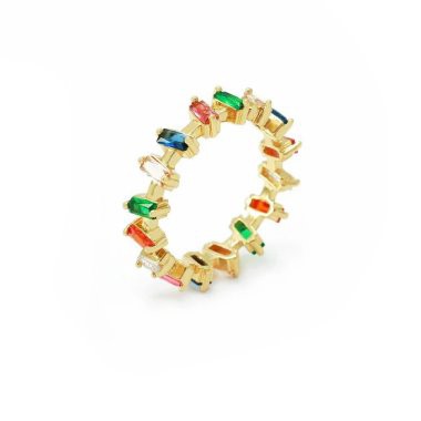 Ixcolor Zirconia Eternity Ring： Unique Color Mixing Design, Shining Fingertip...