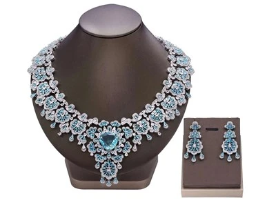 Aquamarine CZ Wedding Jewelry Set Aquamarine CZ Wedding Jewelry Set