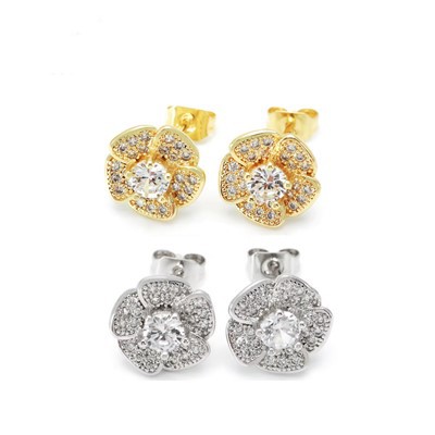 Vintage Gold & Rhodium Plated Flower Earrings